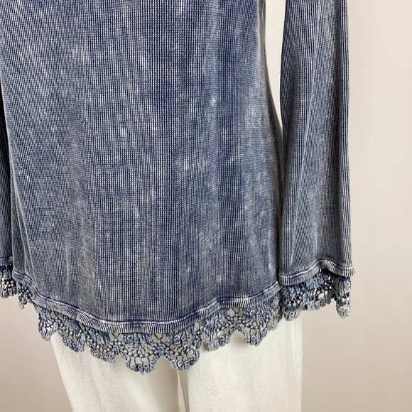 Soft Surroundings Washed Indigo Tunic with Lace Trim - Picture 6 of 8